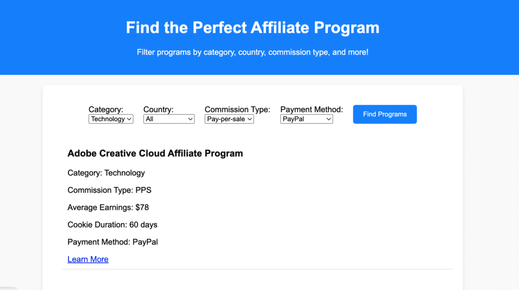 Affiliate Program Finder